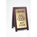 Workstationpro Caution Wet Sign Wood; Gold TH214994